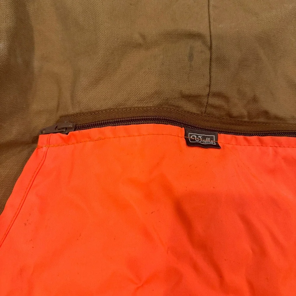 Walls Vintage Hunting Jacket Brown Blaze Orange Quilted Shoulder Game Pocket‎ L